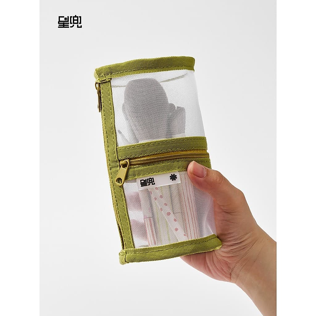 Estrela bolso malha pincel de maquiagem tubo de armazenamento escova balde respirável Puff saco de armazenamento portáti