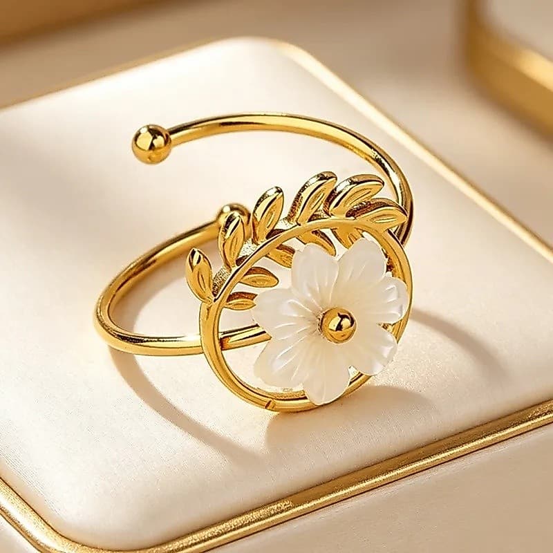 Anel De Aço Inoxidável Combinação Flor Forma Elegância Anéis Abertos Para Mulheres Jewerlry High-end Sentido Banquete Pr