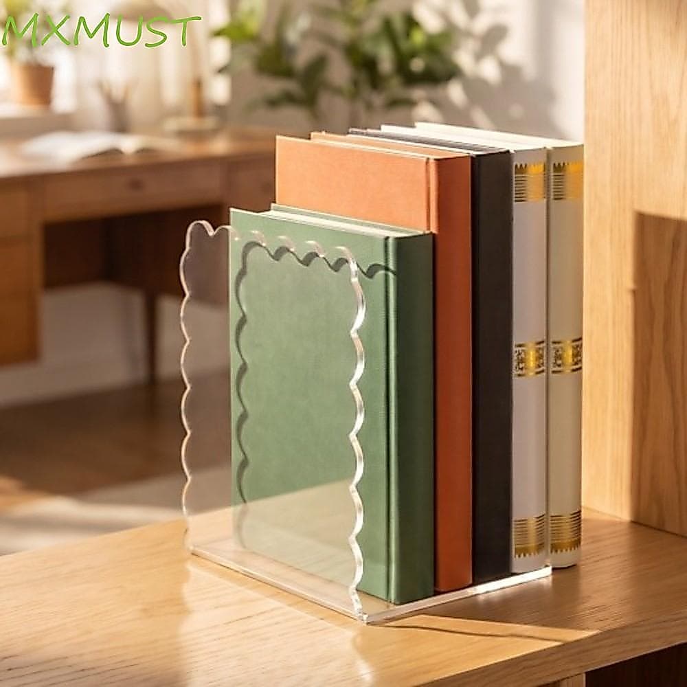 Suporte De Exibição De Livro Acrílico MXMUST , Rack De Armazenamento De Livros De Mesa De Papelaria Que Economiza Espaço