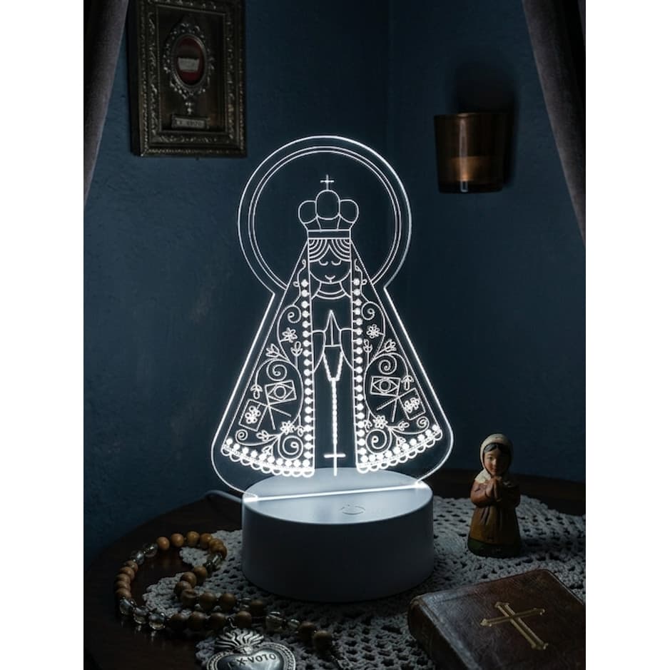 Luminária Led 3D Nossa Senhora Aparecida, Luminária de Mesa, Abajur