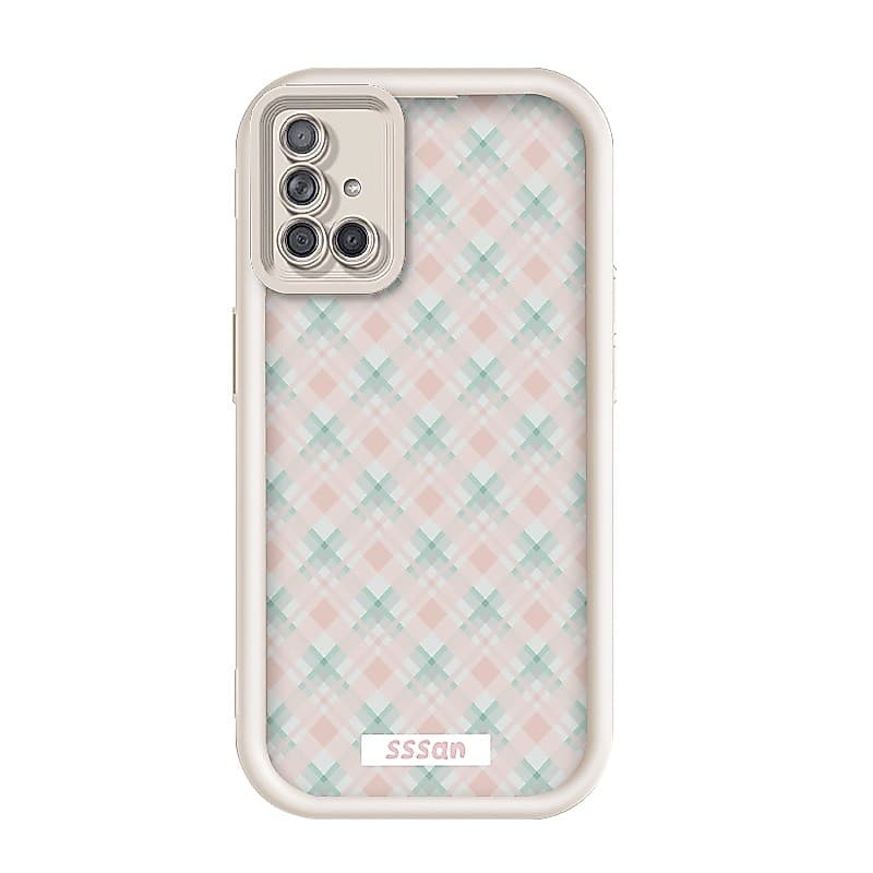 Para Samsung Galaxy A71 4G , Imagem De Grade Verde , Rosa , Capa De Telefone De silicone Anti-Queda