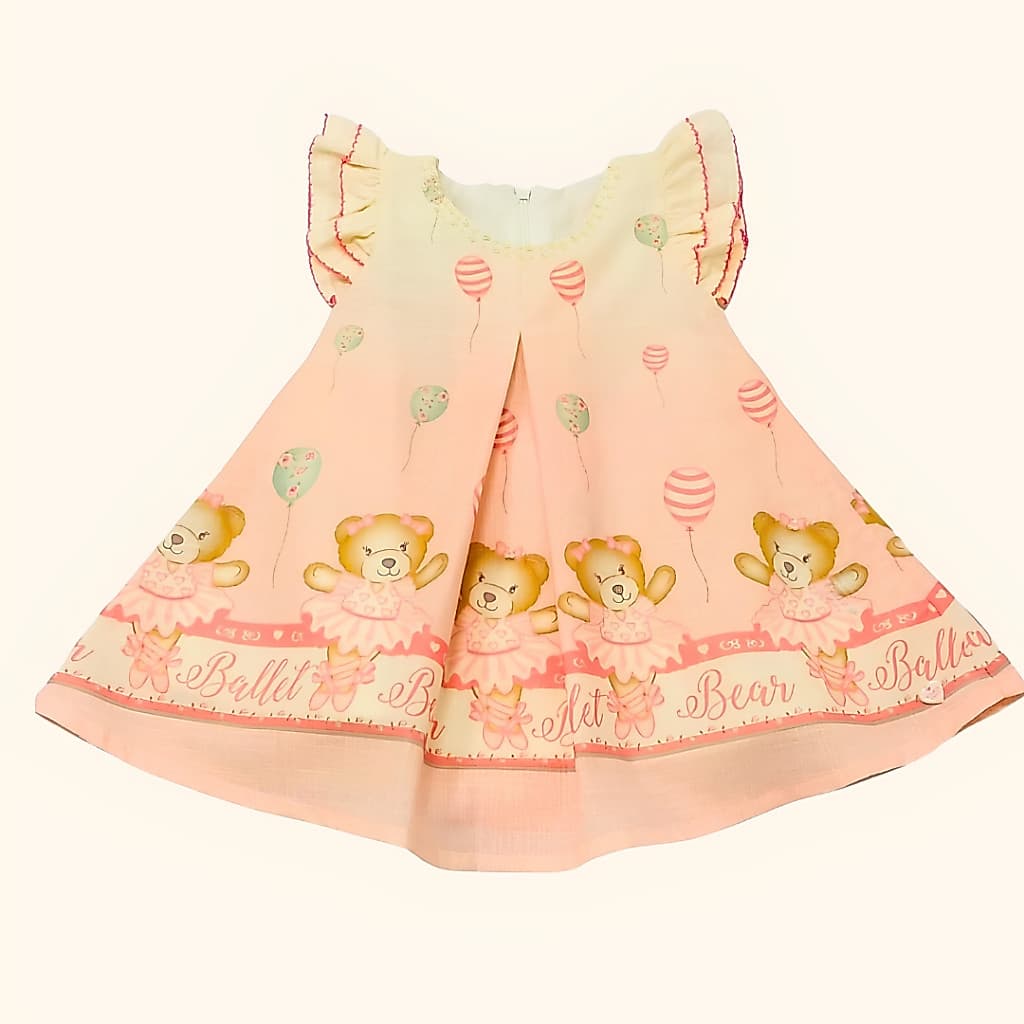 Vestido Infantil Estampa Ursinha Bailarina Menina Moda Infantil Roupa De Festa Aniversario Delicado