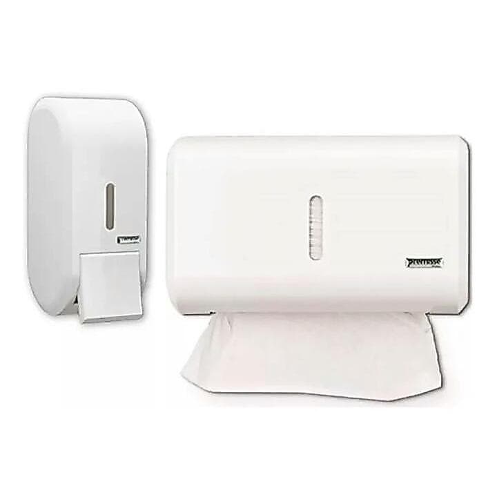 KIT Porta Papel Toalha E Saboneteira Liquido Dispenser Banheiro - KIT PREMISSE COMPLETO BRANCO