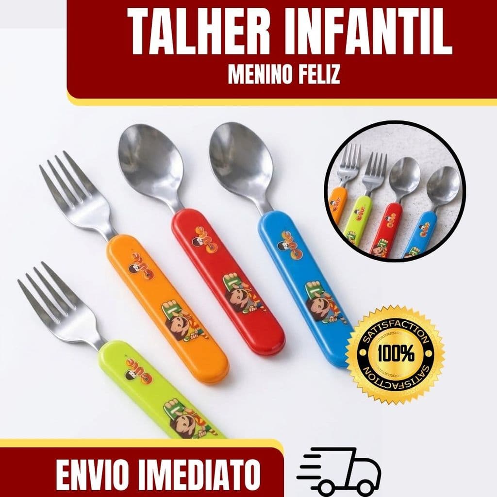 Kit Talher Colher e Garfo Infantil Inox 2 Peças