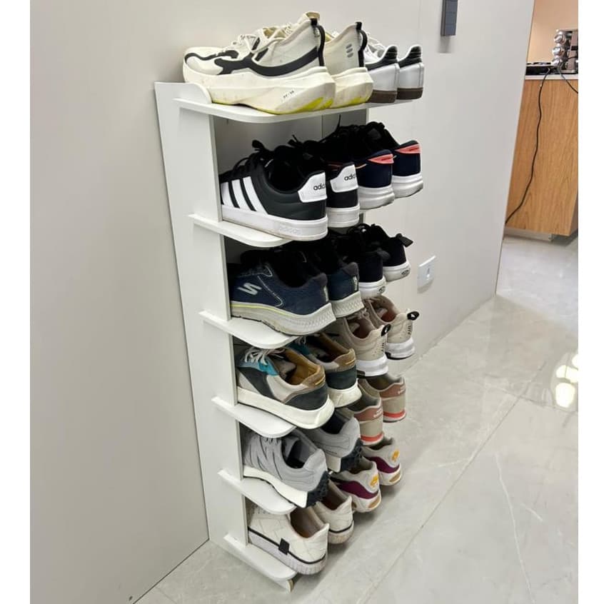 Sapateira 12 Pares MDF Branca Resistente Fácil Montagem  Organizador Hall Entrada