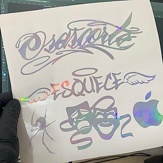 Kit 5 Adesivos Holografico Alta Qualidade Osascorte Esquece Chora Agora Ri Depois Aranha Maçã