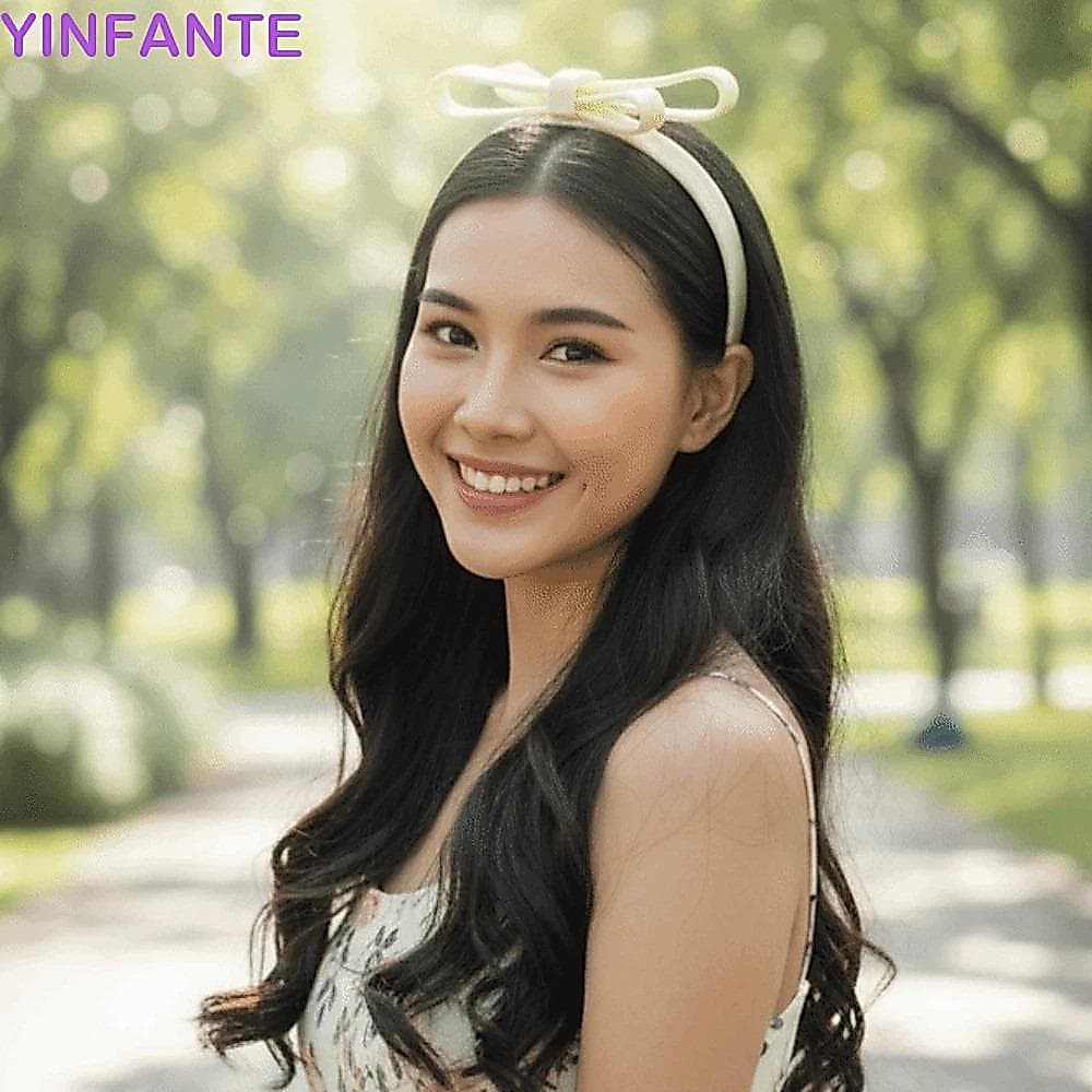 Argola De Cabelo De Bolinhas YINFANTEWN , Faixa De Cabeça Com Laço De Cor Sólida À Prova D'água Ácido Acético Brilhante