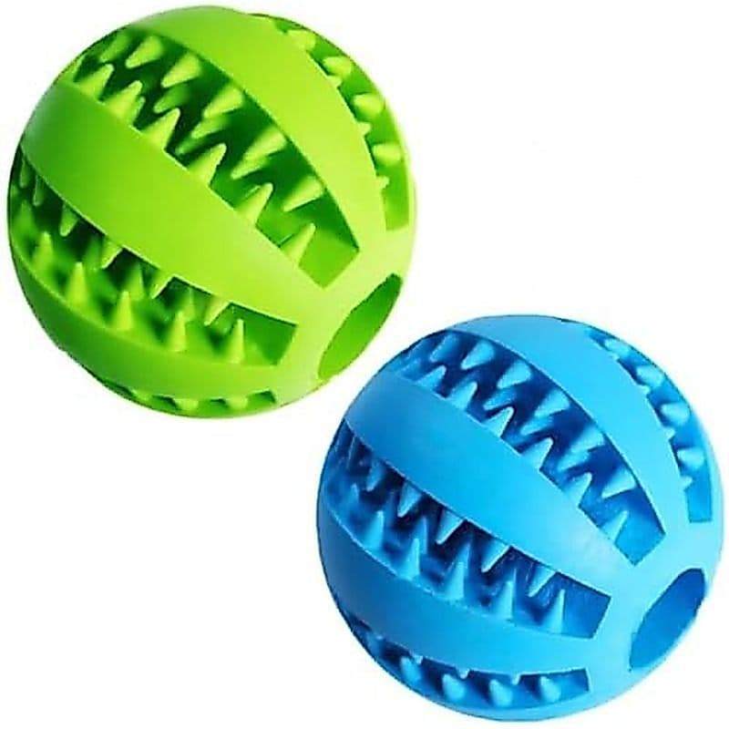 Bola De Brinquedo Para Tratamento De Cachorro Feixun , Limpeza De Dentes , Brinquedos Interativos Cães (1 Verde + 1 Azul