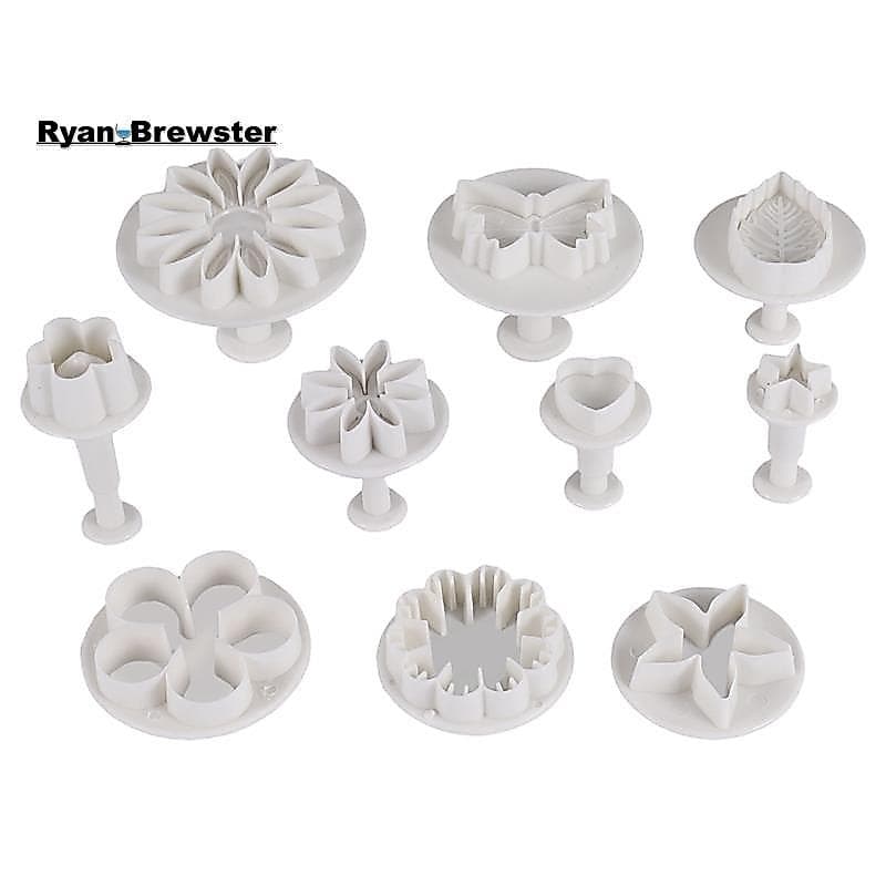 [Preferência R] 33 Peças Fondant Bolo Biscoito Êmbolo Cortador Açúcar Artesanato Flor Folha Borboleta Coração Forma Deco