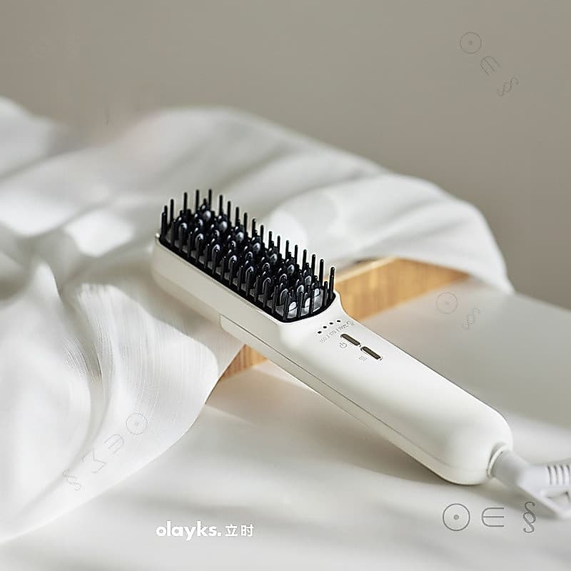Escova Alisadora de Cabelo a Vapor Instantânea Olayks com Íons Negativos, Não Danifica, Uso Duplo para Alisar e Enrolar,