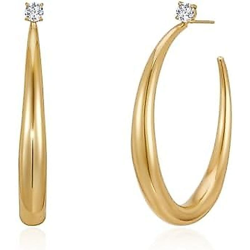 LOYATA Brincos De Argola Grossos De Ouro Para Mulheres-Grandes E Banhados A 14K Declaração Moderna Brinco Grande Argolas