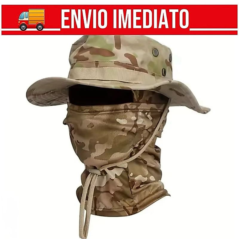 🎖️ Chapéu Boonie Tático Multicam + Balaclava