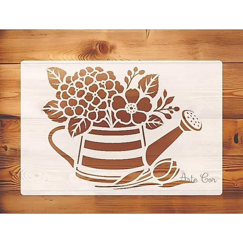 Estencil Regador com flores com 30 x 20 cm / n. 147 molde vazado