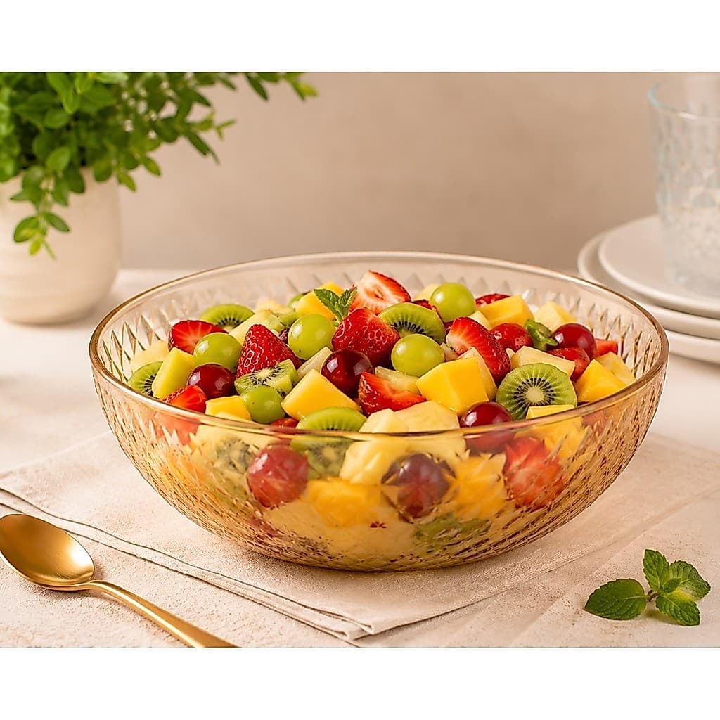 Bowl Tigela Sobremesa Glamour 3l Travessa Redonda Cor Ambar