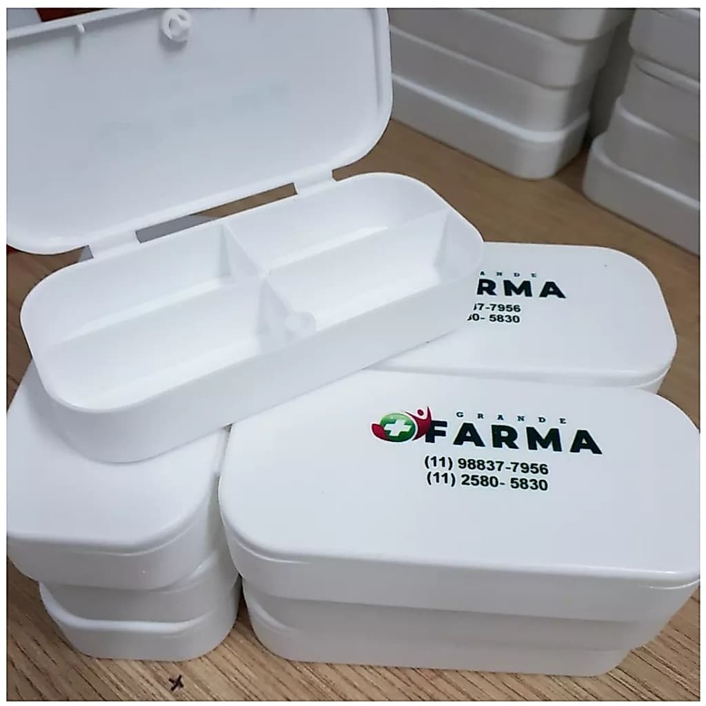 50 Porta Comprimido / Remédio - 4 divisórias (personalizado) / Organizador de Remédios/vitaminas/saude/medico
