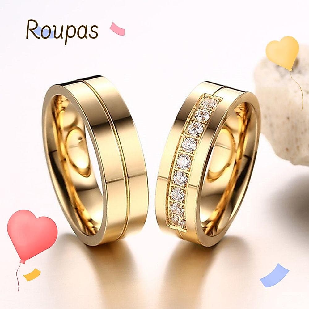 Anel/Aliança De Casamento/Banhado A Ouro 18K Para Casais/AAA CZ