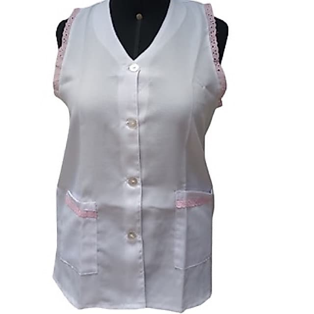 Avental, Jaleco, branco com rosa claro, professora, manicure, cabelereiro, pet shop, enfermeira, dentista, esteticista