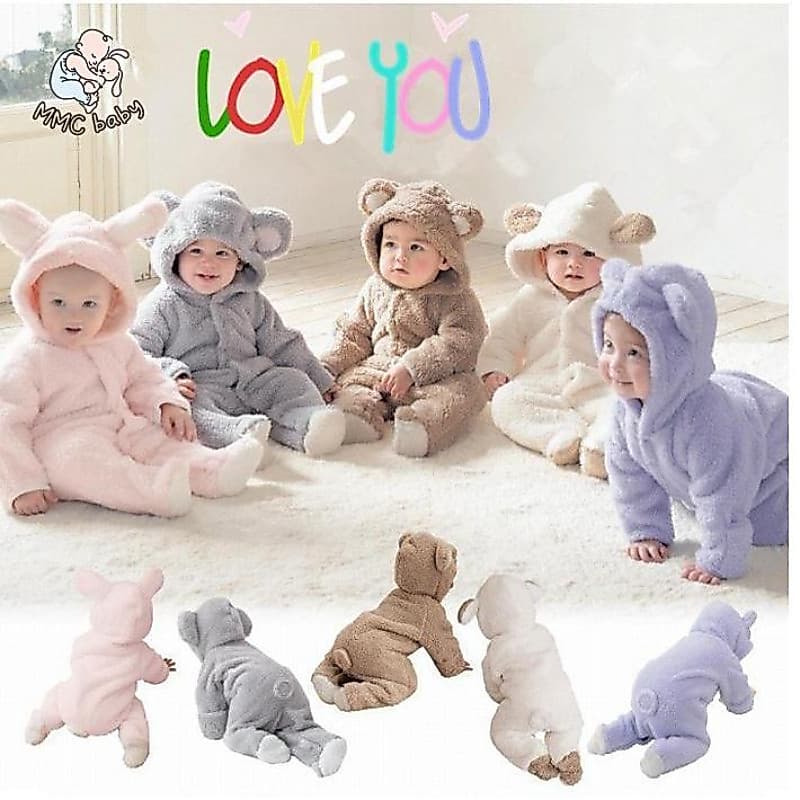 0-12 Meses Macacão De Inverno Rompers Bebês De Manga Comprida Roupa De Criança De Colo