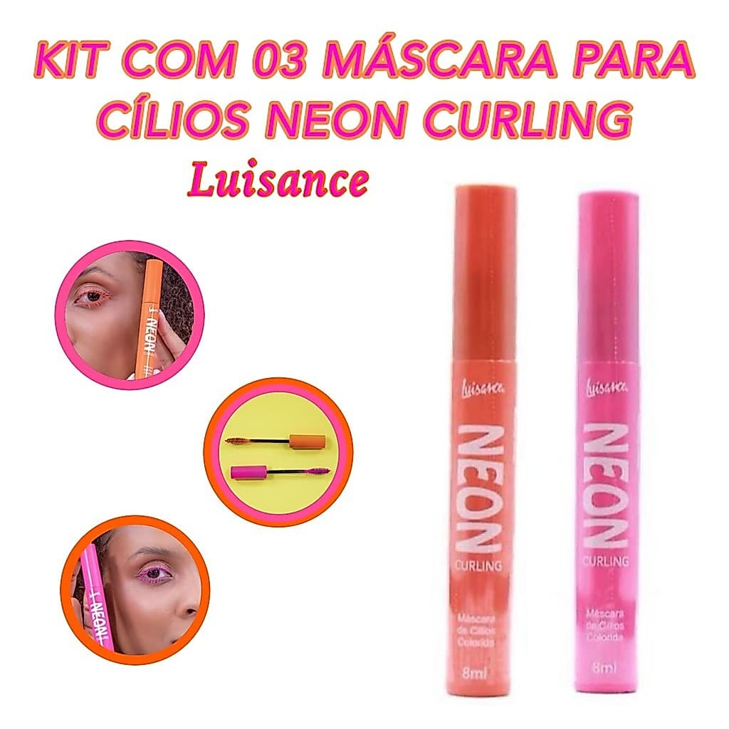 Kit 03 Máscara Para Cilios Rimel Neon Curling Luisance