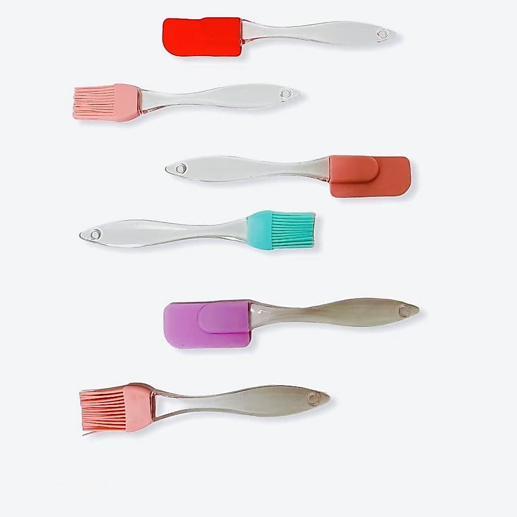 Kit Culinário Mini Pincel E Espátula Silicone para fazer Pão e Bolos