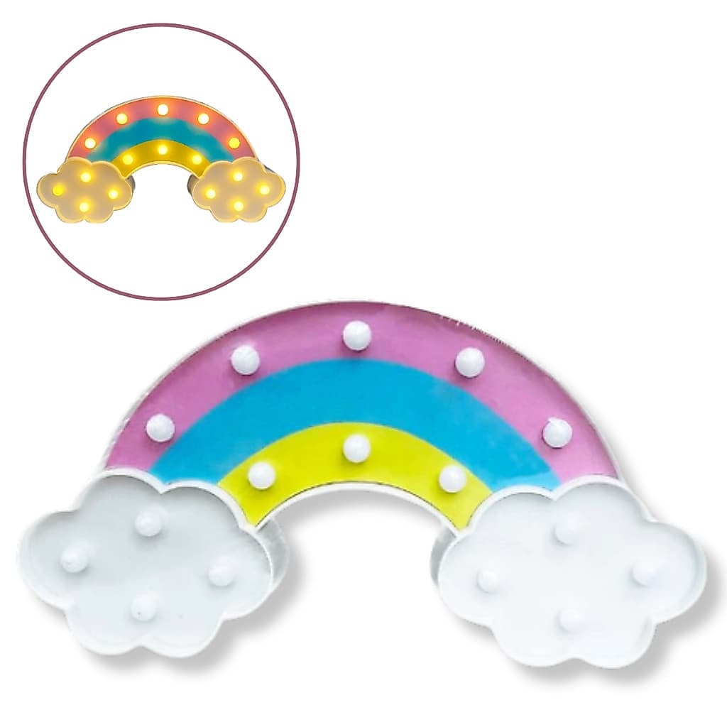 Luminária Arco Iris Led Luminoso 3D Decoração a Pilha Quarto infantil Abajur Fofo Colorido