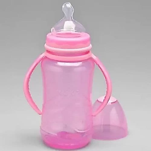 Mamadeira Kuka Aquarela Big 330ml com Alça Rosa – Bico Ortodôntico