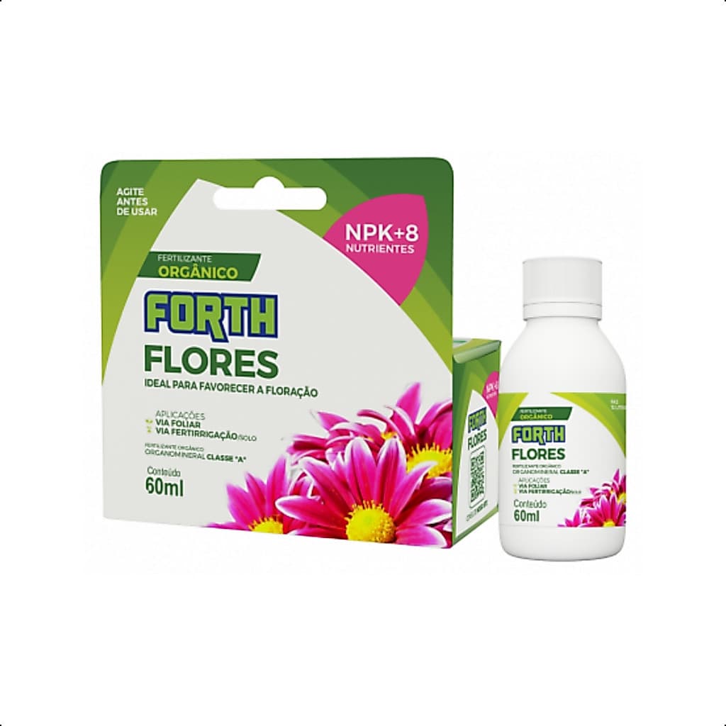 Adubo Fertilizante Orgânico Forth Jardim Flores 60ml Concentrado NPK+8 Floração Manutenção