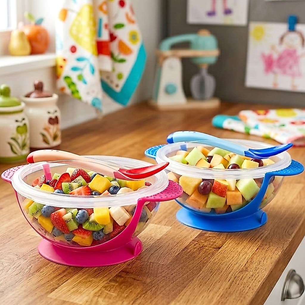 Kit Alimentação Infantil Tigela Bowl Ventosa Tampa + Colher Silicone Termossensível Prato Introdução