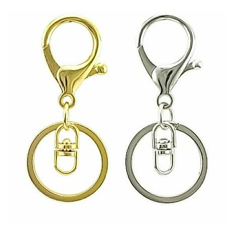 Argola Italiana para chaveiro 30mm com Mosquetão e Fecho Lagosta - Kit com 10 unidades