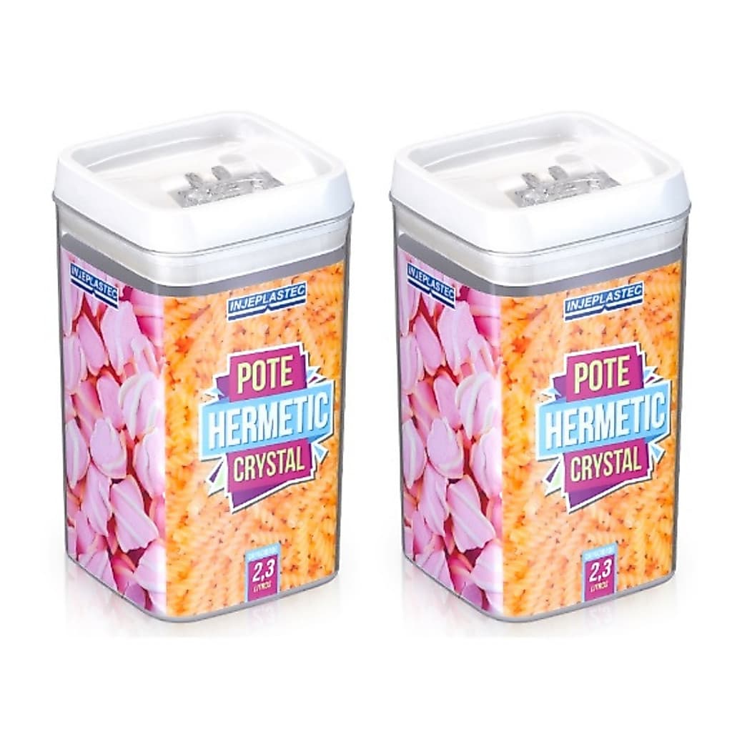 2 Potes Bolacha Acrílico Quadrado 2,3 L Organização Grande