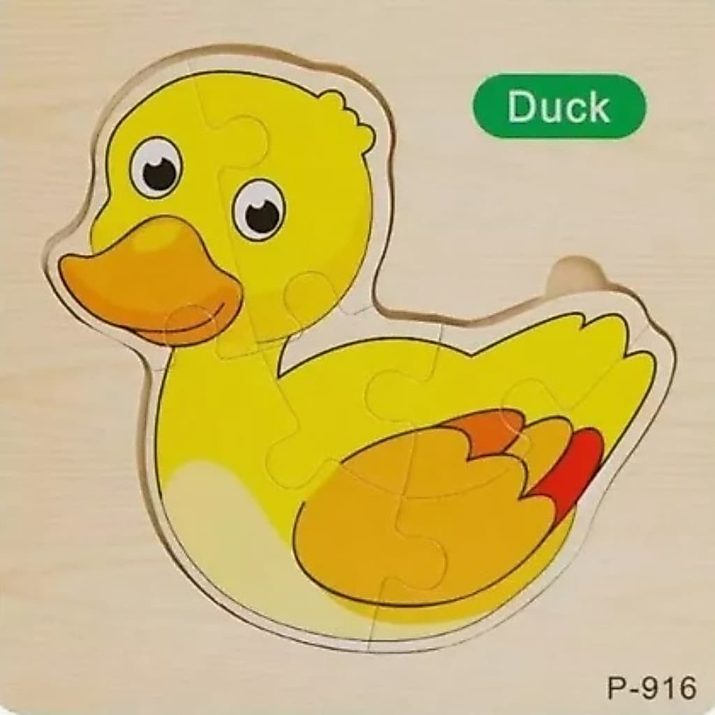 Kit 4 Quebra Cabeça Infantil Pedagógico Madeira Animais 15Cm