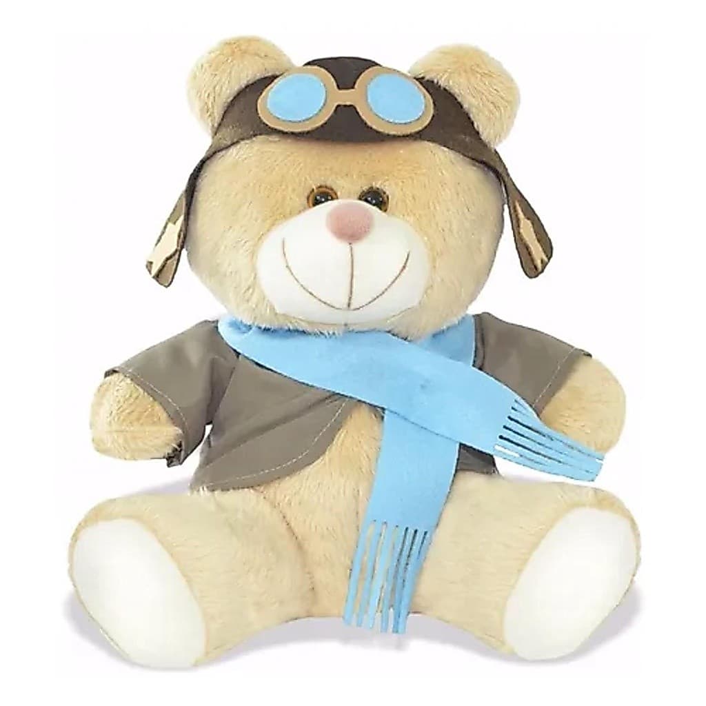 Urso Ursinho De Pelúcia Aviador 30cm Decoração Anti-alérgico
