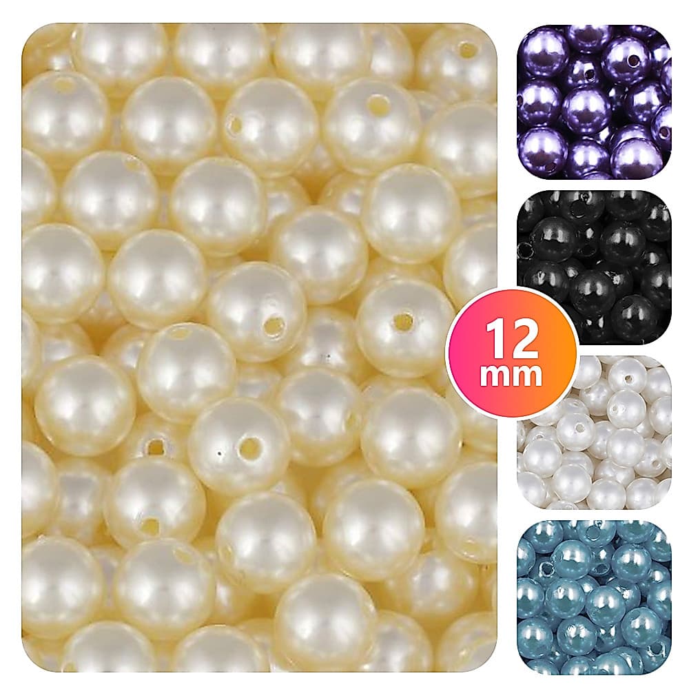 Miçanga / Perola Inteira 12mm com furo (100g)