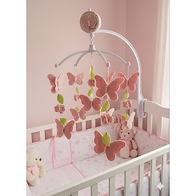 Móbile Quarto decorativo musical |borboleta feltro| berço musical