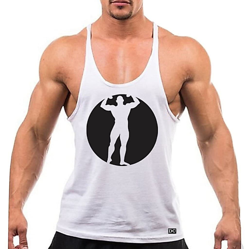 Camiseta Regata Cavada Masculina Nadador Treino Academia Musculoso Estampado