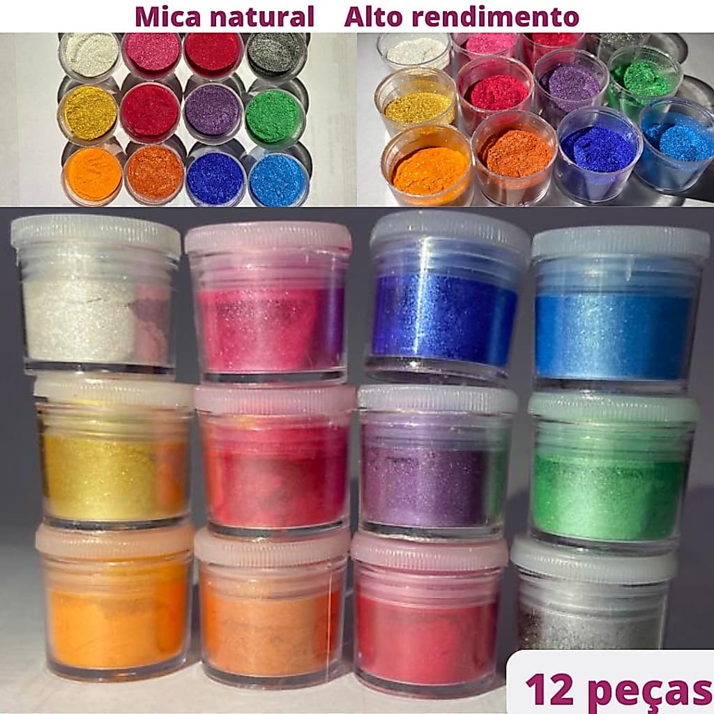 Pigmento metálico pérola cintilante perolado brilhante glitter purpurina artesanato saboaria sabonete gesso bisquit vela