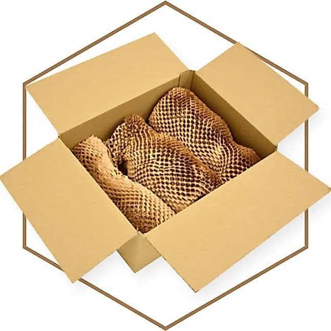 Papel Colmeia Kraft 38x50 20 Folhas Enfeite Natural Kraft 38x50cm Protege Louças Vidros e Presentes