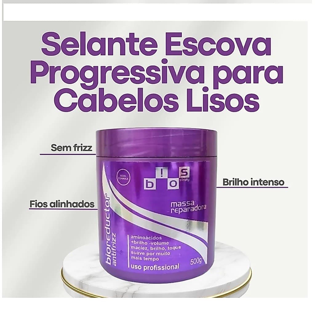 Máscara Selante Para Cabelos Bioreductor Aminoácidos Uva Escova Progressiva Alisamento
