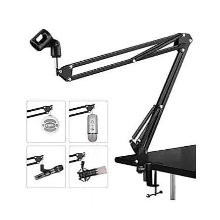 Suporte Pedestal De Mesa Braço Articulado Para Microfone Profissional