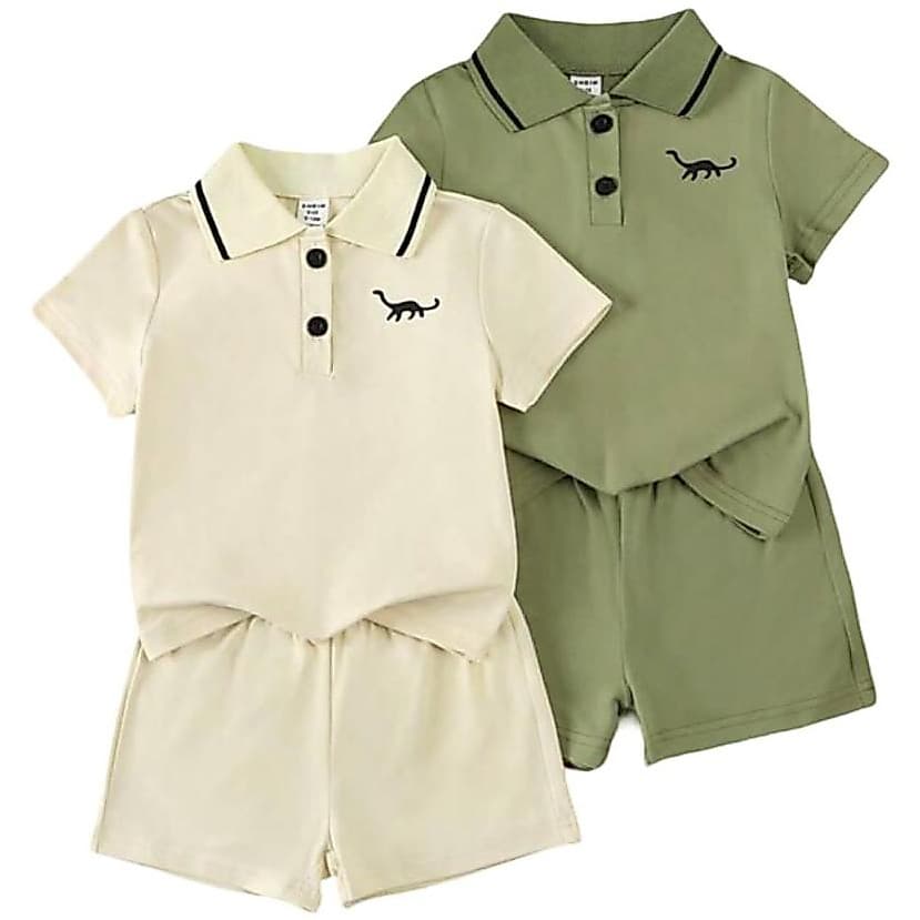 🦖 Conjunto Infantil/Bebê Menino Verão Dinossauro Polo e Short- Roupa Infantil 🦖