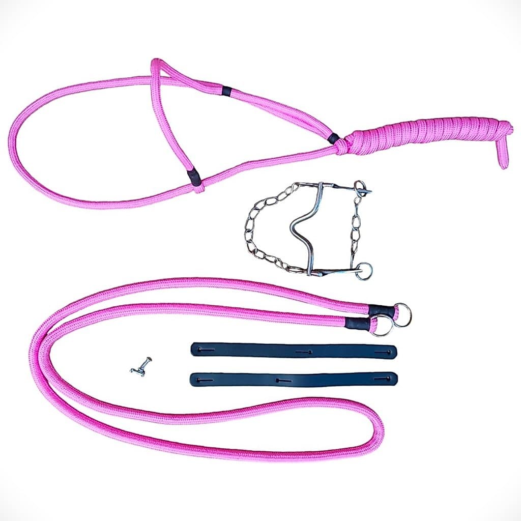 Kit Cabresto Para Cavalo De Regulagem Rosa + Rédea Para Cavalo Rosa Oferta
