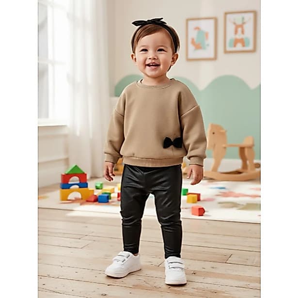Leggin infantil de Bebê Preta Tecido Com Faixinha de Cabelo Fresco Calça Leg Para Bebê Cirre Tiarinha