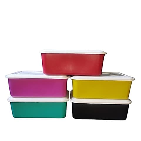 POTE RETANGULAR CONTAINER COM TAMPA 2 UNIDADES 4 LITROS COLORIDO PLÁSTICO ALIMENTO