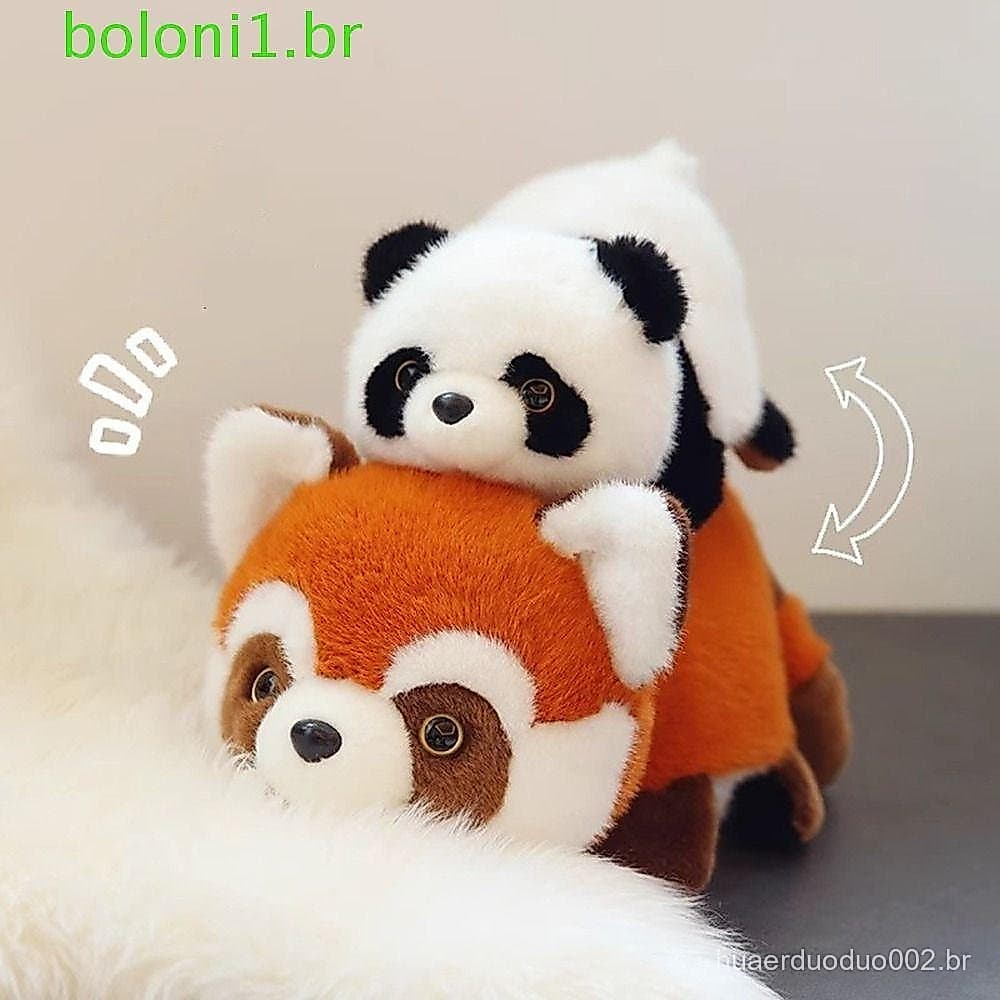 Jiaxinmei Boloni Brinquedo de Pelúcia Panda de Dupla Face com Almofada Macia 2 em 1 Transformável D