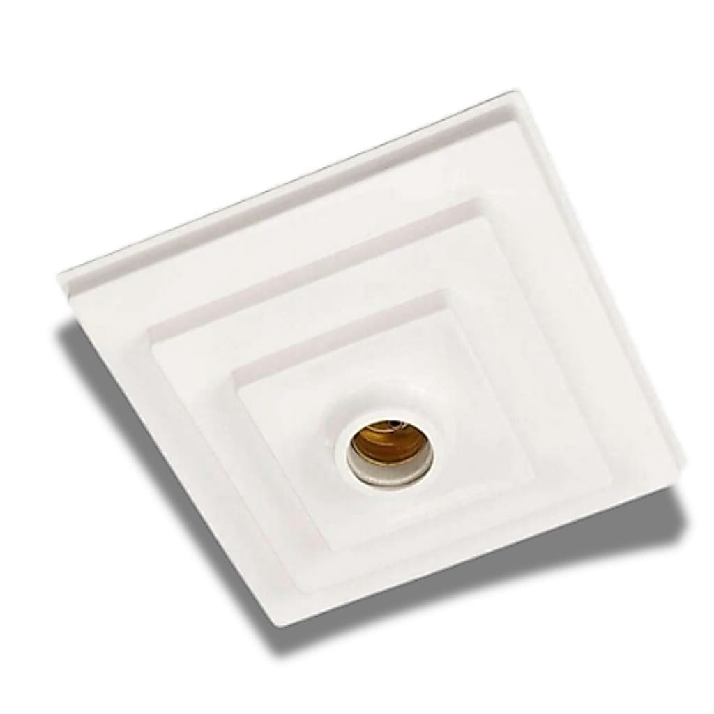 KIT 6 UNIDADES PLAFON COM SOQUETE PORCELANA QUADRADO BRANCO 19CM