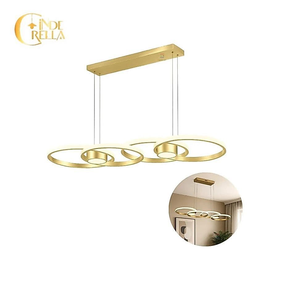 Pendente moderno 4 arcos  88W com 3 cores de luz cabo 2 metros bivolt disponível em dourado e preto