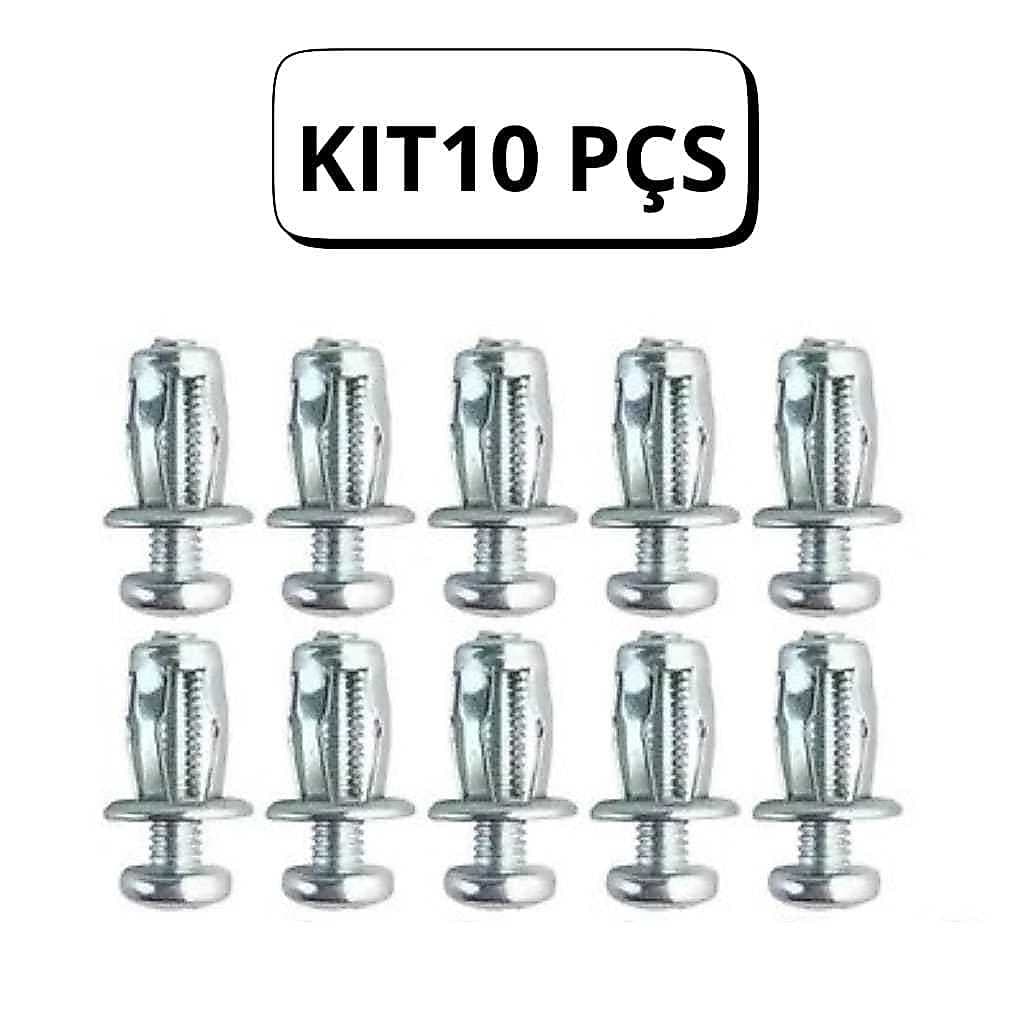 Kit 10 Unidades Grampos Rebites De Expansão Metal M5 x 25mm Parafuso Drywall Gesso Ferramenta