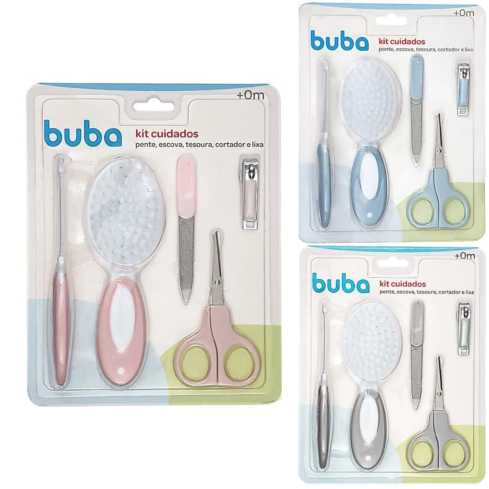 KIT CUIDADOS E HIGIENE 5 PEÇAS PENTE, ESCOVA, CORTADOR DE UNHA E LIXA - BUBA/PIMPOLHO