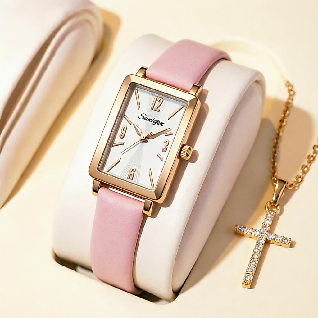 Relógio Feminino Quartzo Pulseira Couro | Mostrador Compacto Minimalista, Resistente a Respingos | Acessório Elegante