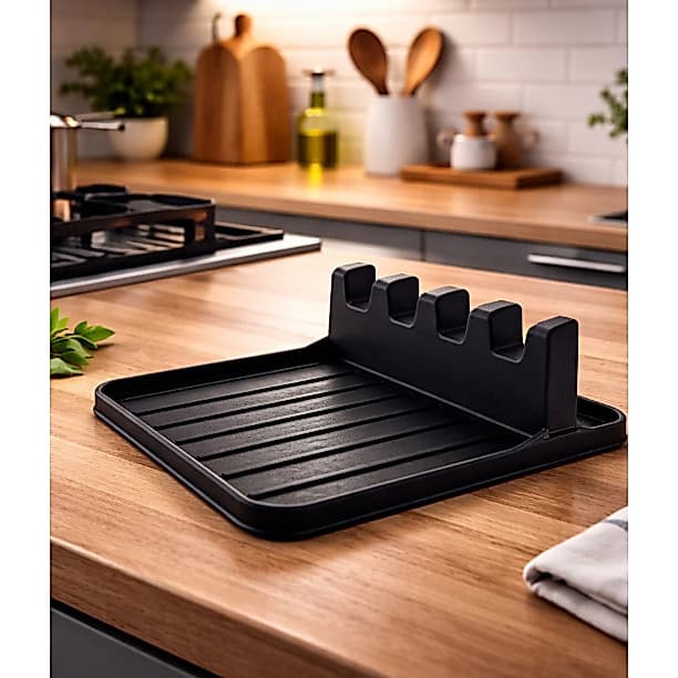 Suporte Organizador de Cozinha 2 em 1 | Suporte Descanso para Talher e Tampa de Panela Compacto
